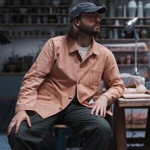 Wolf Vintage Clothing Terracotta Peach Herringbone Chore Jacket Size XL